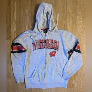 Wisconsin Badgers KA Knights Gray Full Zip Hoodie, Men’s Size Medium